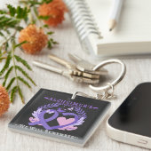 Alzheimer's Ribbon Fight Dementia Awareness Sleutelhanger (Voorkant Rechts)