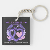 Alzheimer's Ribbon Fight Dementia Awareness Sleutelhanger (Achterkant)