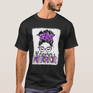 Alzheimer's Warrior Messy Bun Bleaching Alzheimer T-shirt