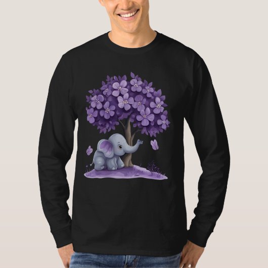Alzhemer's Awareness Elephant Paarse Lint Kinder D T-shirt (Voorkant)