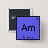 Am - Amerika Grappig Chemie Element Symbool T-shir Vierkante Button 5,1 Cm (Voorkant /achterkant)