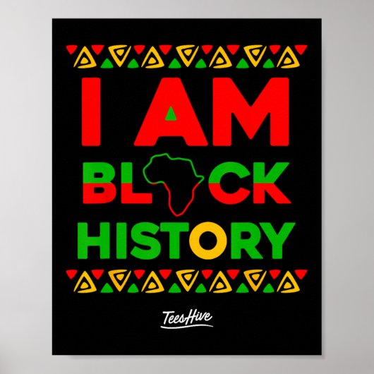 Am Black Geschiedenis Afrocentrisch Afro-Amerikaan Poster (Voorkant)