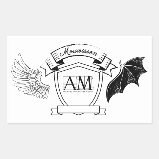 AM Boekplaat - Zwarte banner Geen kroon Rechthoekige Sticker (Voorkant)