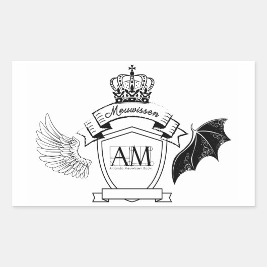 AM Bookplate - Black Banner Crown Rechthoekige Sticker (Voorkant)