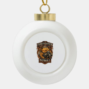 Am Brandweerman Pitbull Hond Gas Masker Schild Keramische Bal Ornament