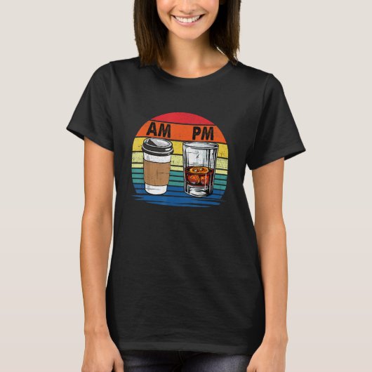 AM Coffee PM Whiskey Drink Mannen Vrouwen T-shirt (Voorkant)