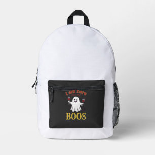 Am Here Boos Halloween Geest Wijn Glazen Spin W Bedrukte Rugzak