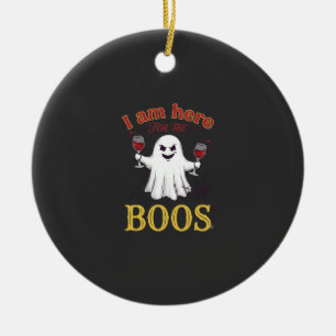 Am Here Boos Halloween Geest Wijn Glazen Spin W Keramisch Ornament