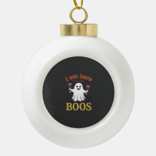 Am Here Boos Halloween Geest Wijn Glazen Spin W Keramische Bal Ornament