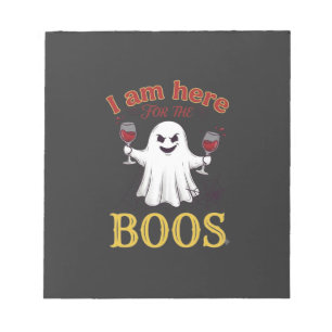 Am Here Boos Halloween Geest Wijn Glazen Spin W Notitieblok