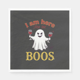 Am Here Boos Halloween Geest Wijn Glazen Spin W Servet