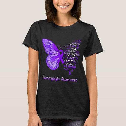 AM Het Storm Fibromyalgie Bewustzijn Vlinder 1 T-shirt (Voorkant)