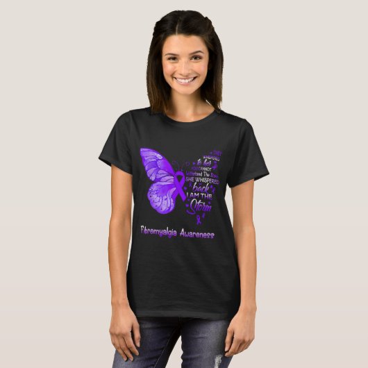 AM Het Storm Fibromyalgie Bewustzijn Vlinder 1 T-shirt (Voorkant volledig)