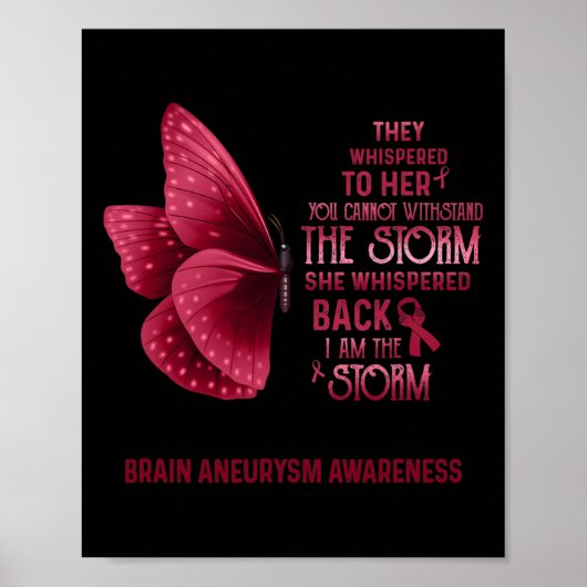 AM Het Storm Hersenaneurysma Bewustzijn Vlinder 1 Poster (Voorkant)