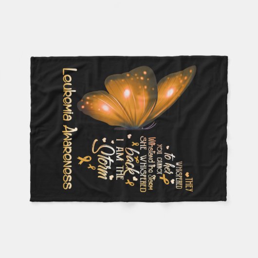 Am het Storm Leukemie Bewustzijn Vlinder Fleece Deken (Voorkant (Horizontaal))