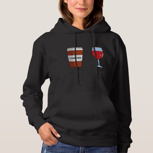 AM Koffie PM Wijn 24 Hoodie (Voorkant)