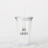 AM Koffie, PM Wijn zwarte witte douanetekst casual Acryl Drinkbeker (Voorkant)