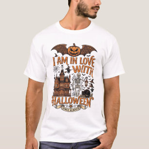 Am Lief Halloween Spoken Huis Skelet Pompoen_1 T-shirt