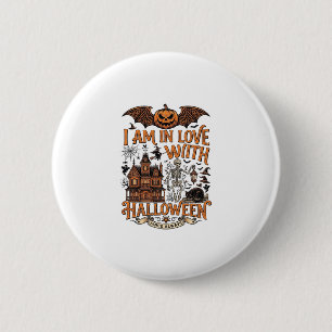 Am Love Halloween Geheime Huis Skelet Pompoen_1 Ronde Button 5,7 Cm