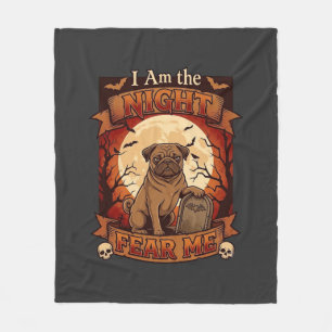 Am Nacht Angst Me Halloween Pug Maan Grafsteen Fleece Deken