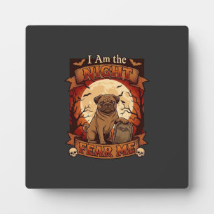 Am Nacht Angst Me Halloween Pug Maan Grafsteen Fotoplaat