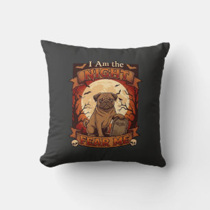 Am Nacht Angst Me Halloween Pug Maan Grafsteen Kussen