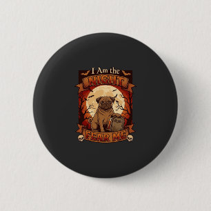 Am Nacht Angst Me Halloween Pug Maan Grafsteen Ronde Button 5,7 Cm