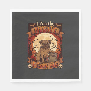Am Nacht Angst Me Halloween Pug Maan Grafsteen Servet