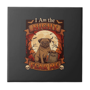Am Nacht Angst Me Halloween Pug Maan Grafsteen Tegeltje
