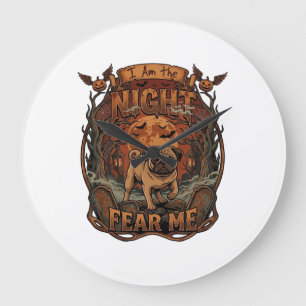 Am Night Fear Me Pug Halloween Moon_1 Grote Klok