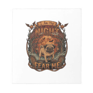 Am Night Fear Me Pug Halloween Moon_1 Notitieblok