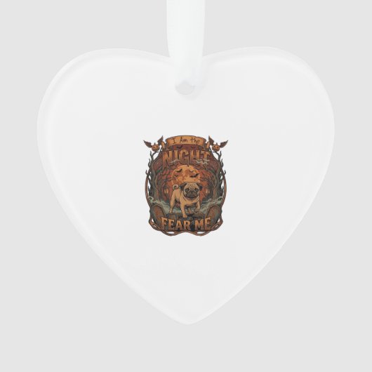 Am Night Fear Me Pug Halloween Moon_1 Ornament (voorkant)