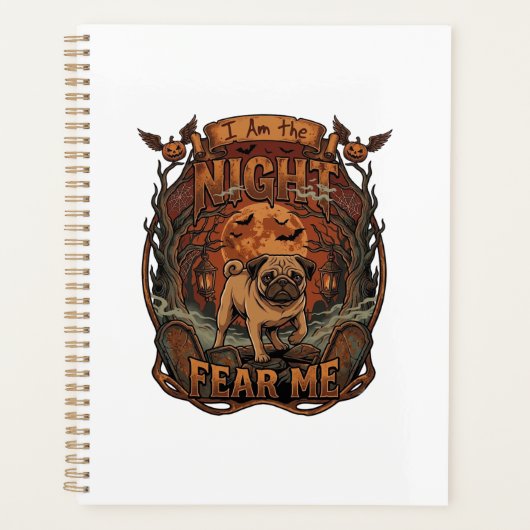 Am Night Fear Me Pug Halloween Moon_1 Planner (Voorkant)