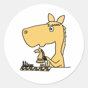AM- Paarden die Cartoon van schuimkaas afspelen Ronde Sticker