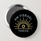 Am Yisrael Bloei Speld Ronde Button 4,0 Cm (Voorkant /achterkant)