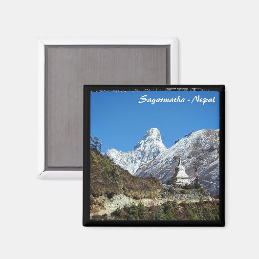 Ama Dablam & Stupa, Sagarmatha - Nepal Magneet (Voorkant / Achterkant)
