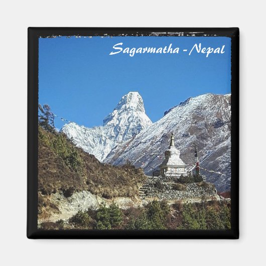 Ama Dablam & Stupa, Sagarmatha - Nepal Magneet (Voorkant)