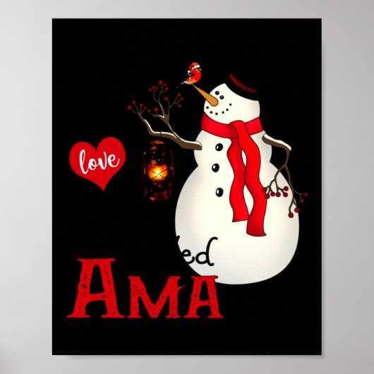 Ama Snowman Xmas Happy Family New Snowman Merry Ch Poster (Voorkant)