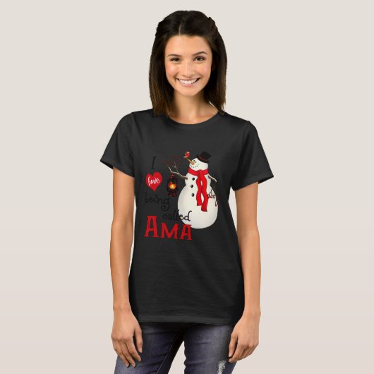 Ama Snowman Xmas Happy Family New Snowman Merry Ch T-shirt (Voorkant volledig)