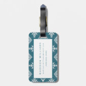 Amadora Blauwgroen Blue Pattern Bagagelabel (Achterkant verticaal)