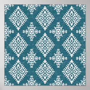 Amadora Blauwgroen Blue Pattern Poster