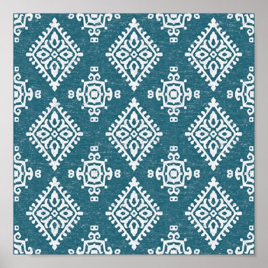 Amadora Blauwgroen Blue Pattern Poster (Voorkant)