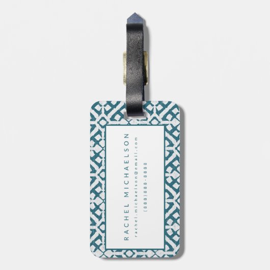 Amadora Blue Pattern Bagagelabel (Achterkant verticaal)