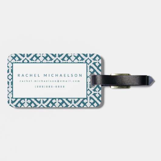 Amadora Blue Pattern Bagagelabel (Achterkant horizontaal)