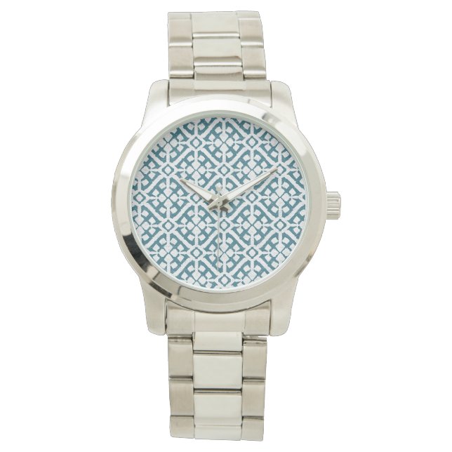 Amadora Blue Pattern Horloge (Voorkant)