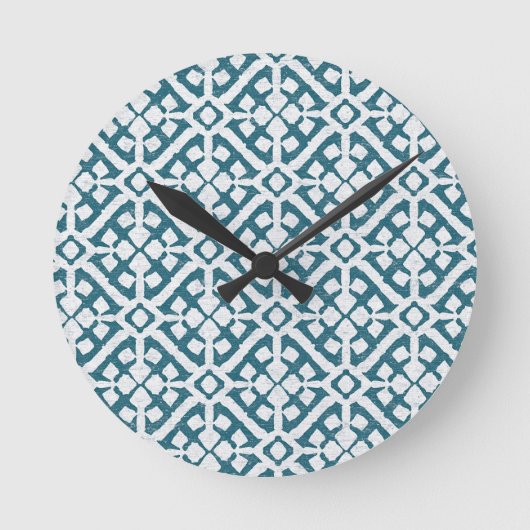 Amadora Blue Pattern Ronde Klok (Voorkant)