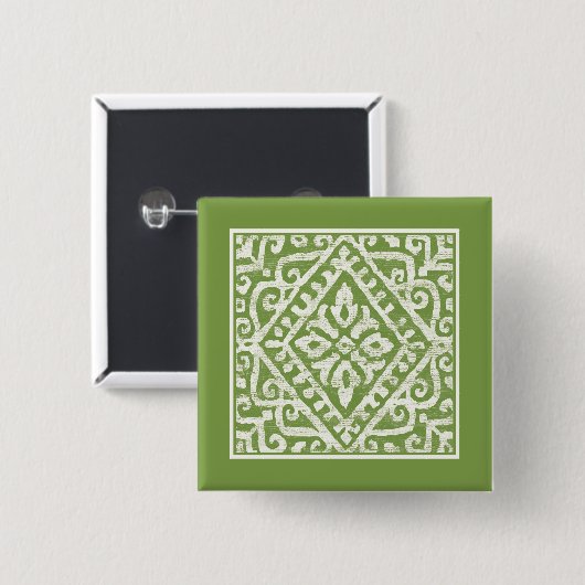 Amadora Green Pattern Vierkante Button 5,1 Cm (Voorkant /achterkant)