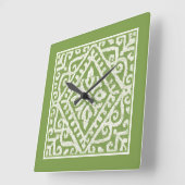 Amadora Green Pattern Vierkante Klok (Hoek)