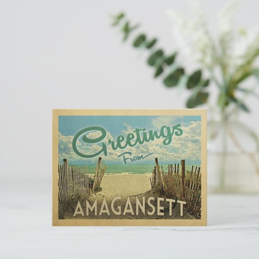 Amagansett Beach Vintage Travel Briefkaart (Staand voorkant)