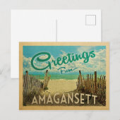 Amagansett Beach Vintage Travel Briefkaart (Voorkant / Achterkant)